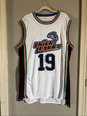 Brick Layers White Multicolor Basketball Jersey #19